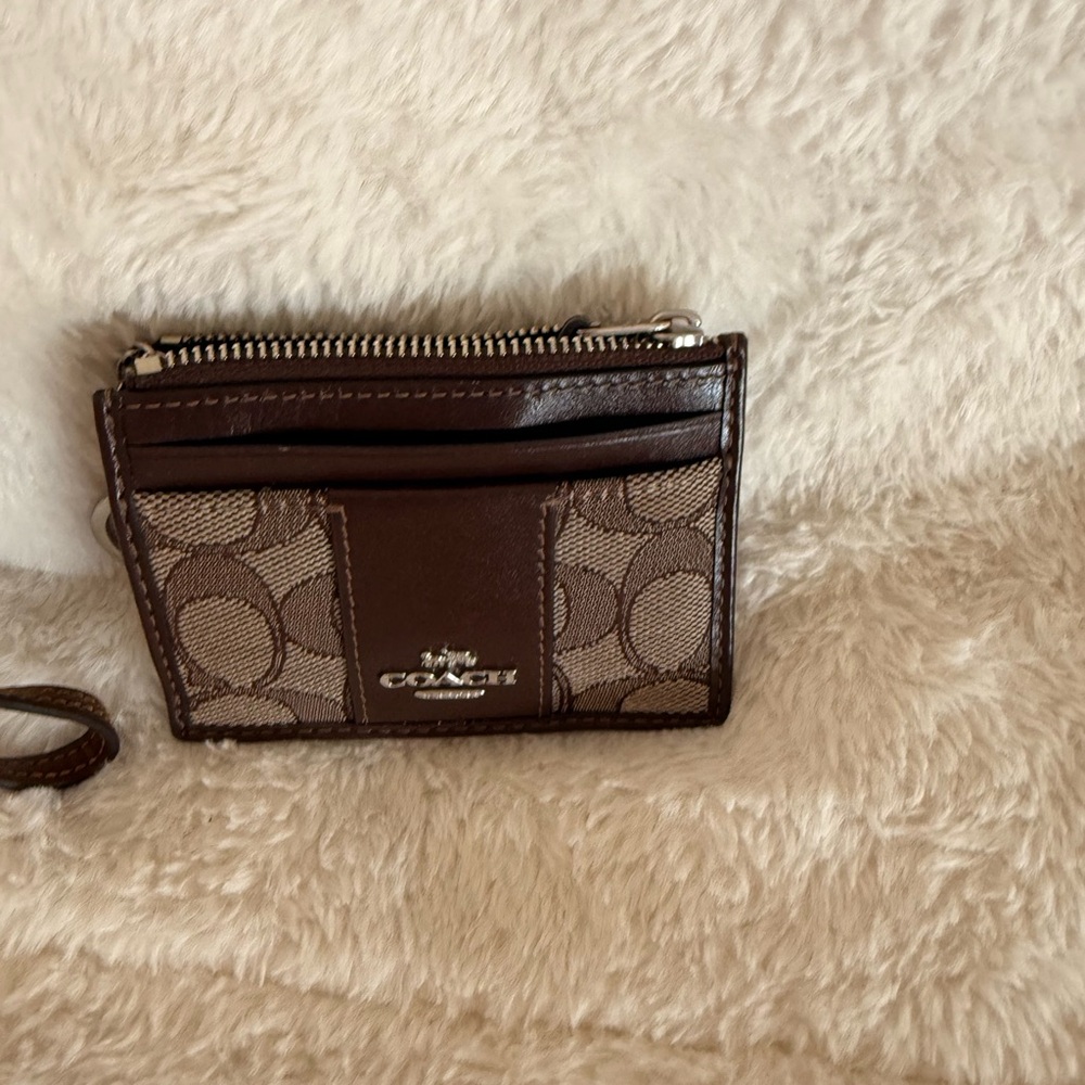 Coach Brown Signature Key & Card Holder